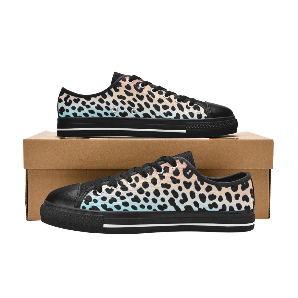 MEN'S Gradient Leopard Print Canvas Grunge Custom Sneakers