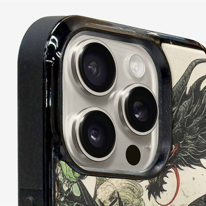 iPhone 15 Pro Max Case — Dragon Scale Black Green Ink Dragons, Custom Made Phone Cover