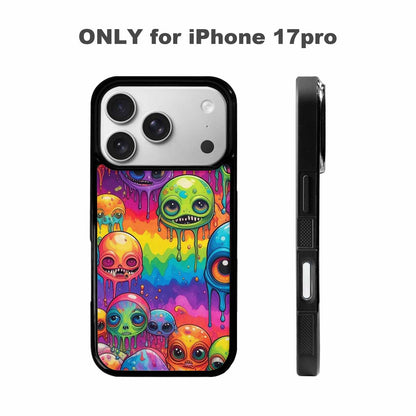 iPhone 17 Pro Case — Melting Aliens Pattern Hundreds Of Alien, Unique Phone Case Design