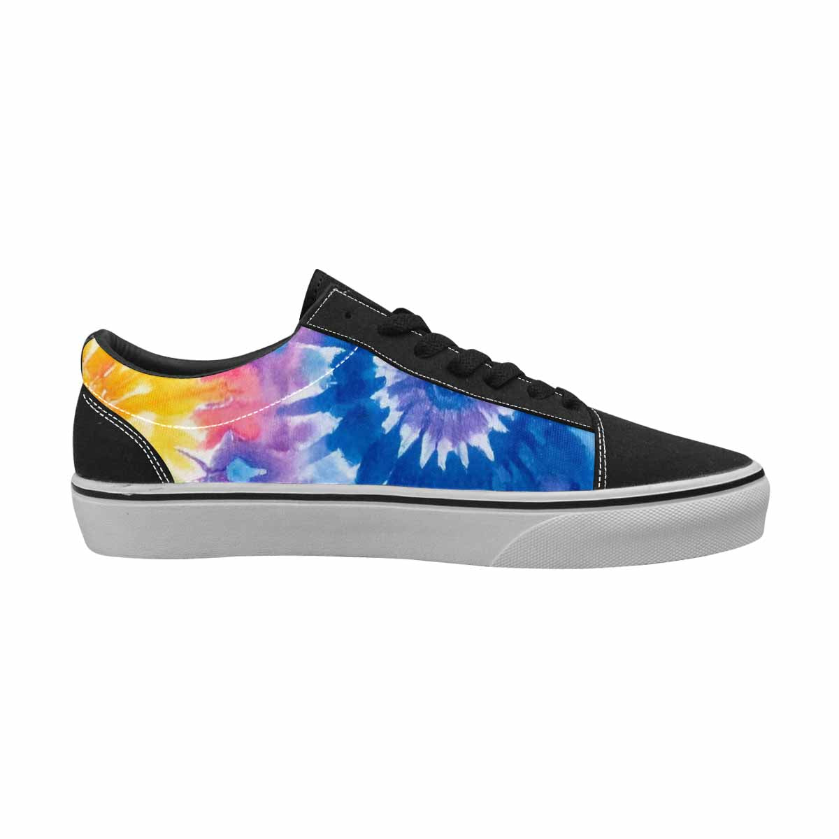 MEN'S Tie Dye Swirl Canvas Lace-Up Vibrant Chaos Custom Sneakers