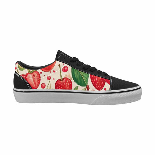 WOMEN'S Cherry Fruit Print Canvas Lace-Up Y2K Custom Sneakers