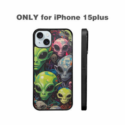 iPhone 15 Plus Case — Aliens Camo Aliens Pattern Hundreds Of, Custom Printed Phone Case