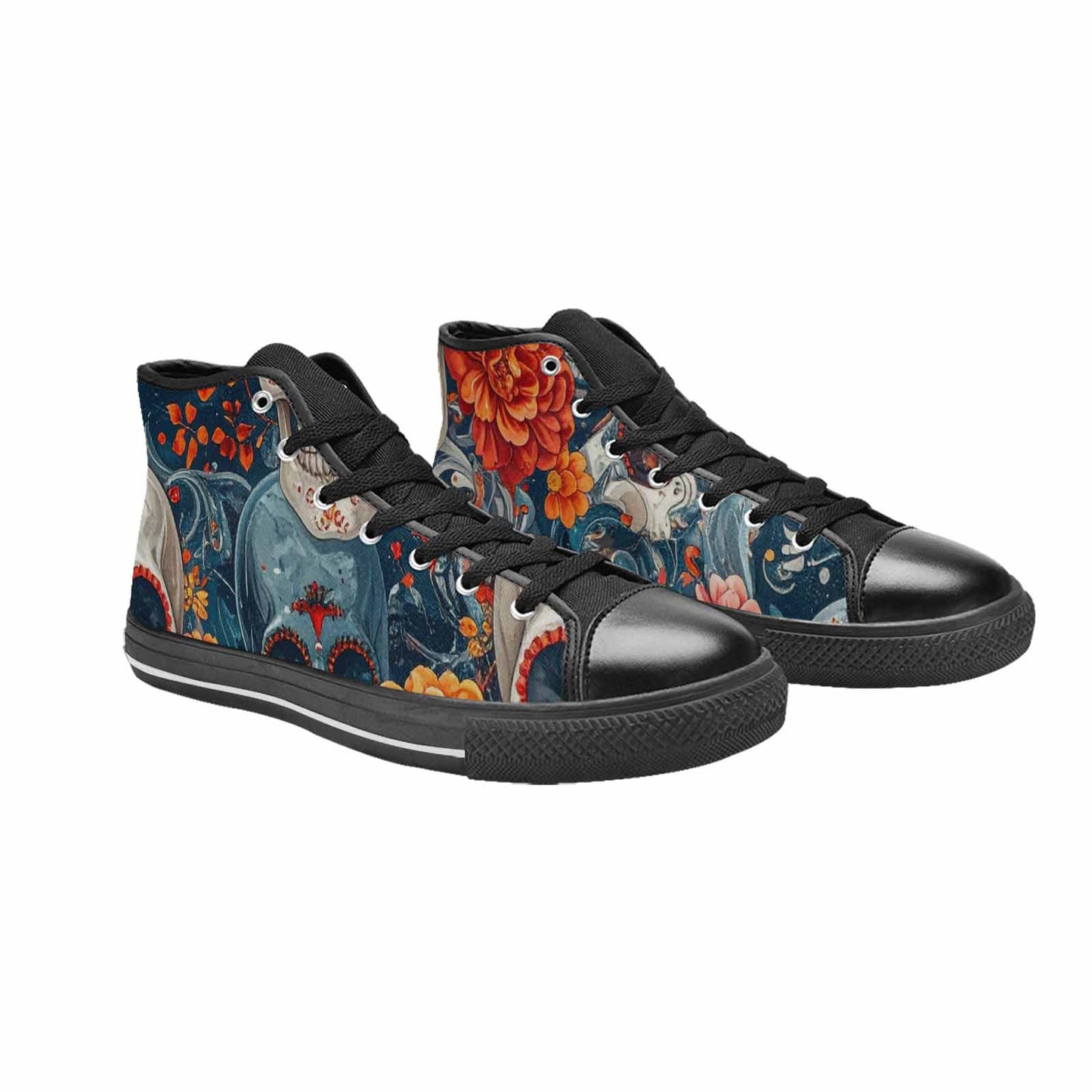 WOMEN'S Marble Skull High Top Canvas Aesthetic Shoes