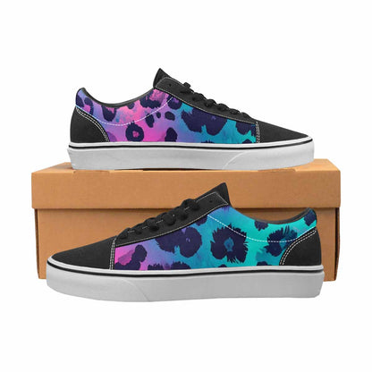 WOMEN'S Leopard Neon Pink Teal Airbrush Canvas Lace-Up Grunge Shoes