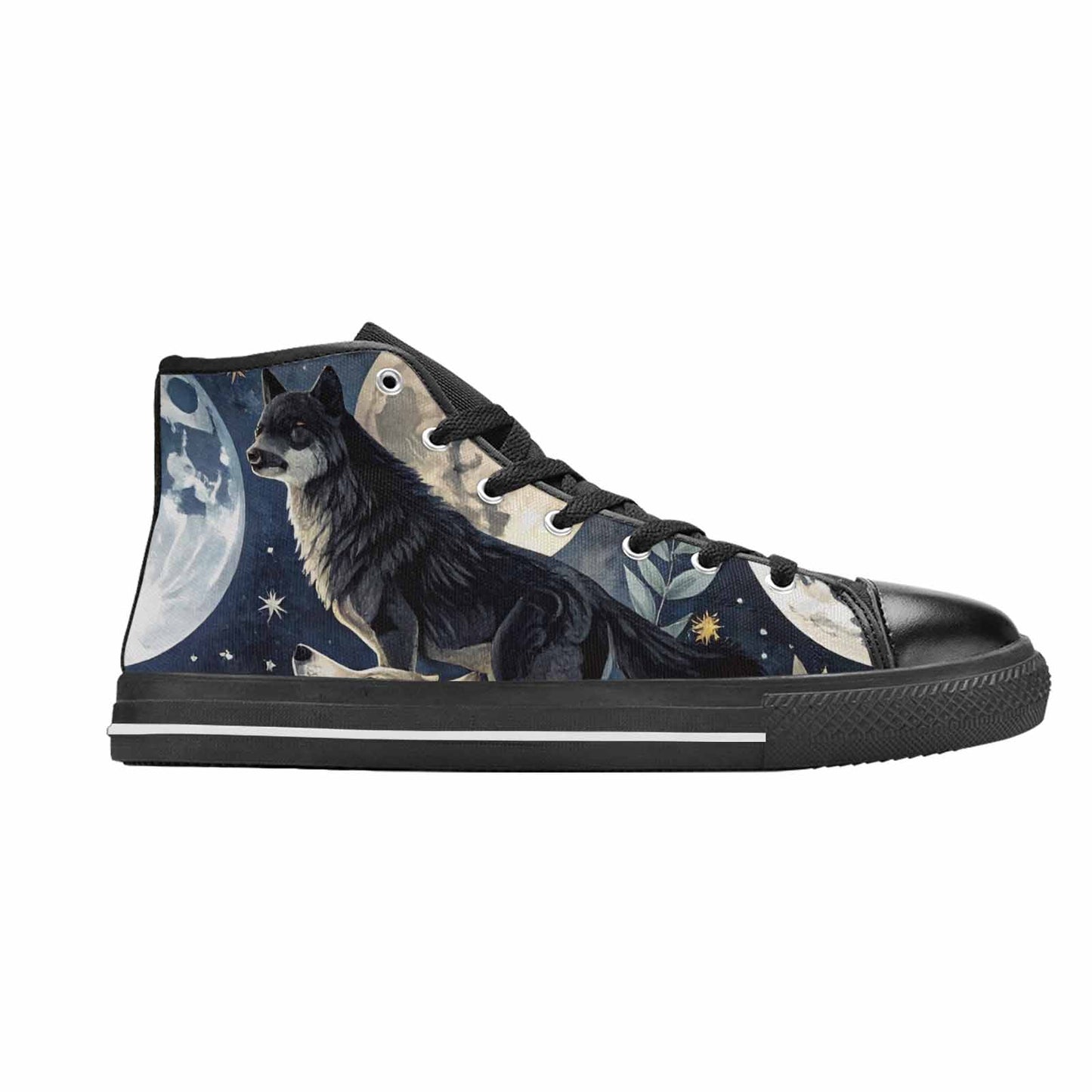 MEN'S Wolf Silhouette Moon High Top Canvas Vivid Shoes
