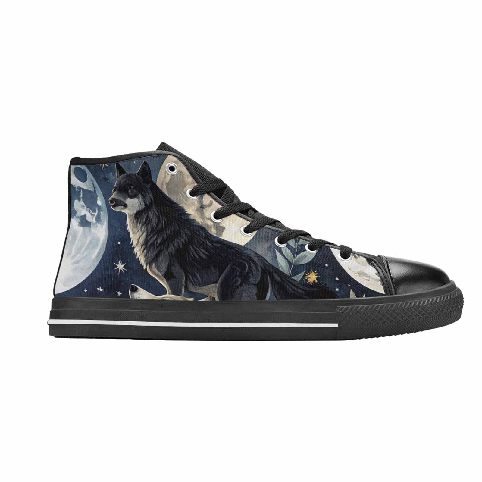 MEN'S Wolf Silhouette Moon High Top Canvas Vivid Shoes