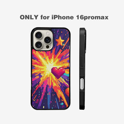 iPhone 16 Pro Max Case — Pixel Art 8 Bit Burst Pattern, Custom Printed Phone Case