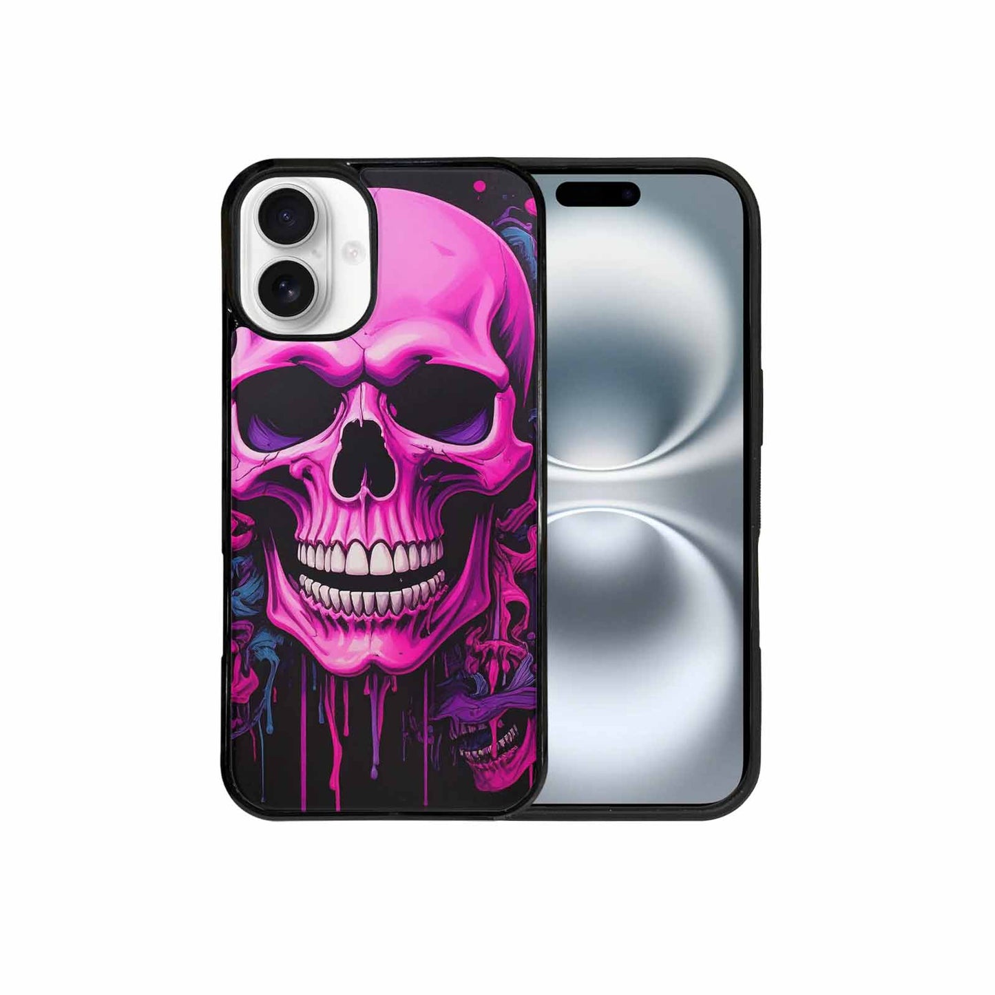 iPhone 16 Plus Case — Pink Purple Skeletons Neon Drip Melting, Unique Phone Case Design