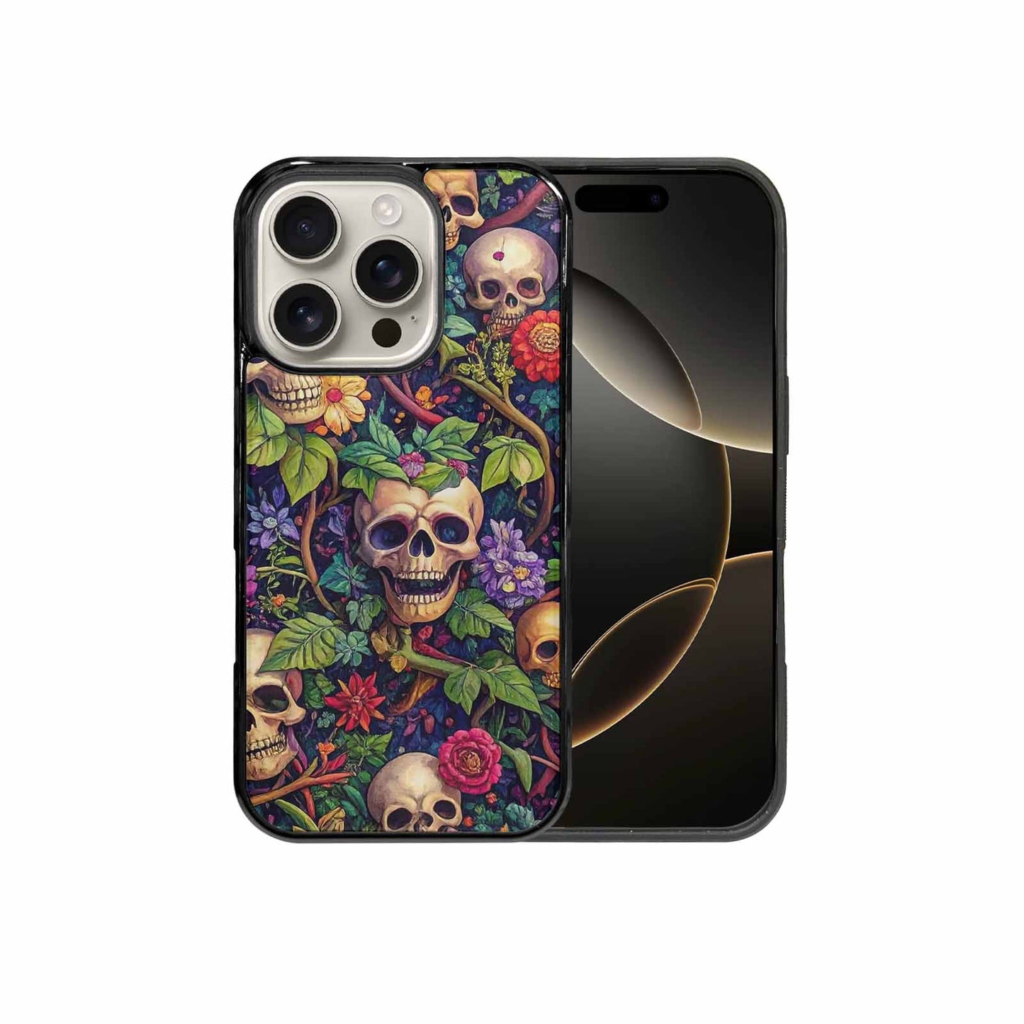 iPhone 16 Pro Case — Skulls Botanicalskulls Pattern, Unique Phone Case Design