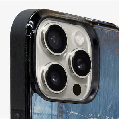 iPhone 16 Pro Case — Denim Distressed Textures Print Edge To, Customized Protective Case