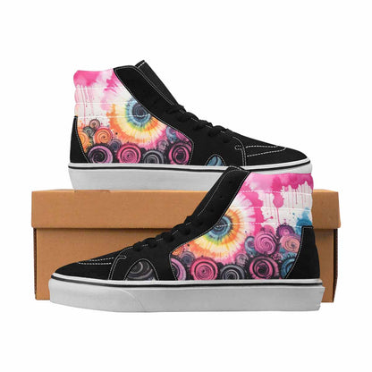 MEN'S Tie Dye Black & Pink Ink High Top Canvas Boutique Melting Art Limited Edition Sneakers