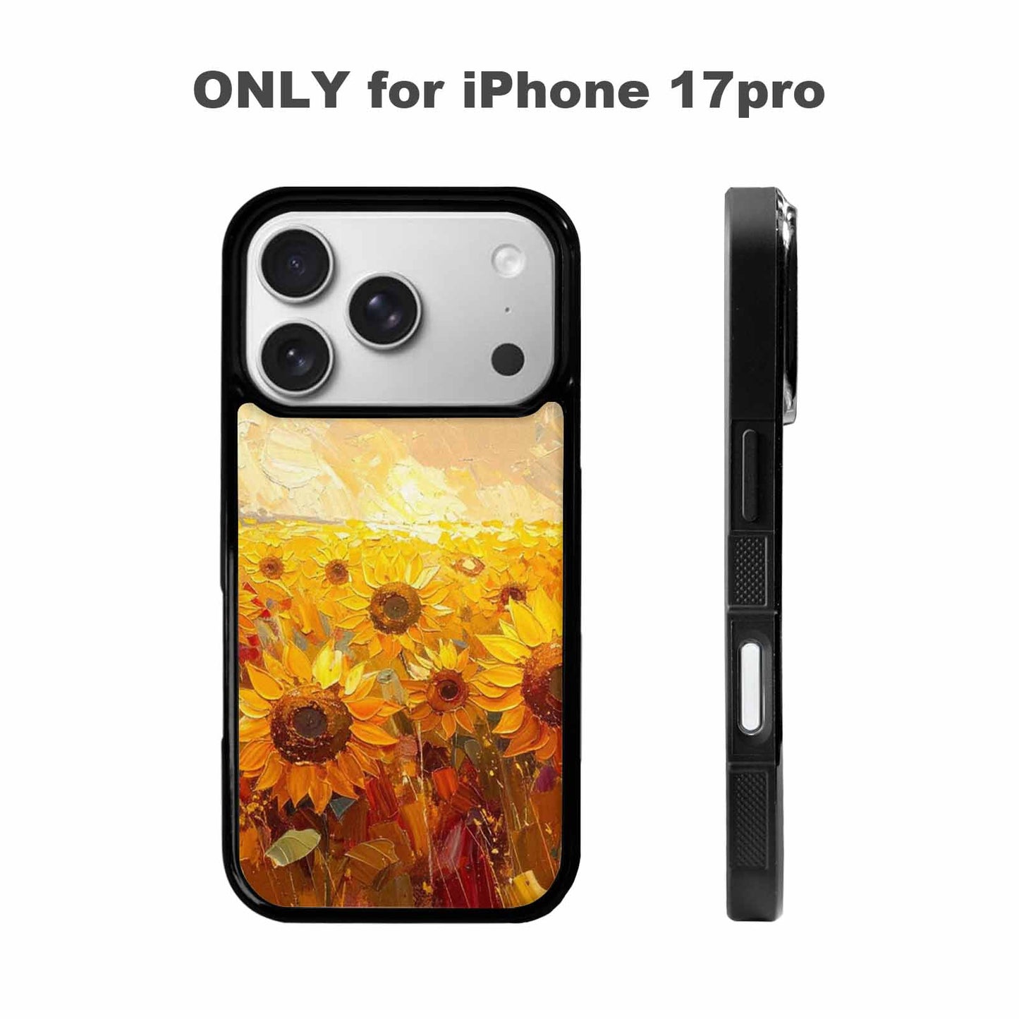 iPhone 17 Pro Case — Impressionist Sunflower Brushstroke Pattern Hundreds Floral, Custom Art Phone Cover