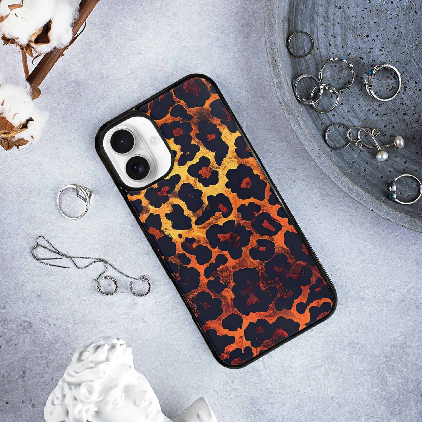 iPhone 16 Plus Case — Leopard Print Dark Seamless Pattern Vibrant, Unique Phone Case Design