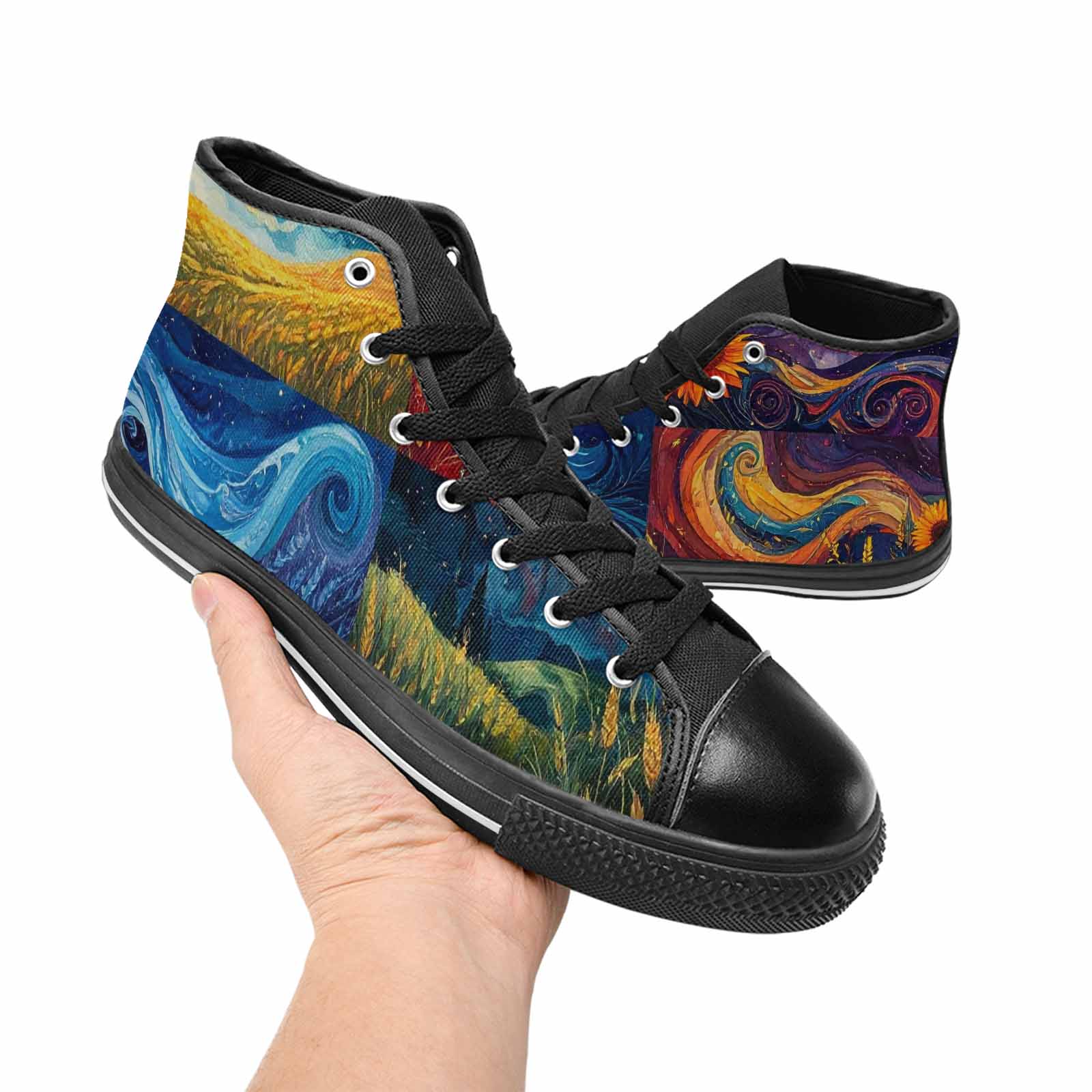 MEN'S Van Gogh-Style Swirl High Top Canvas Dark Academia Custom Shoes