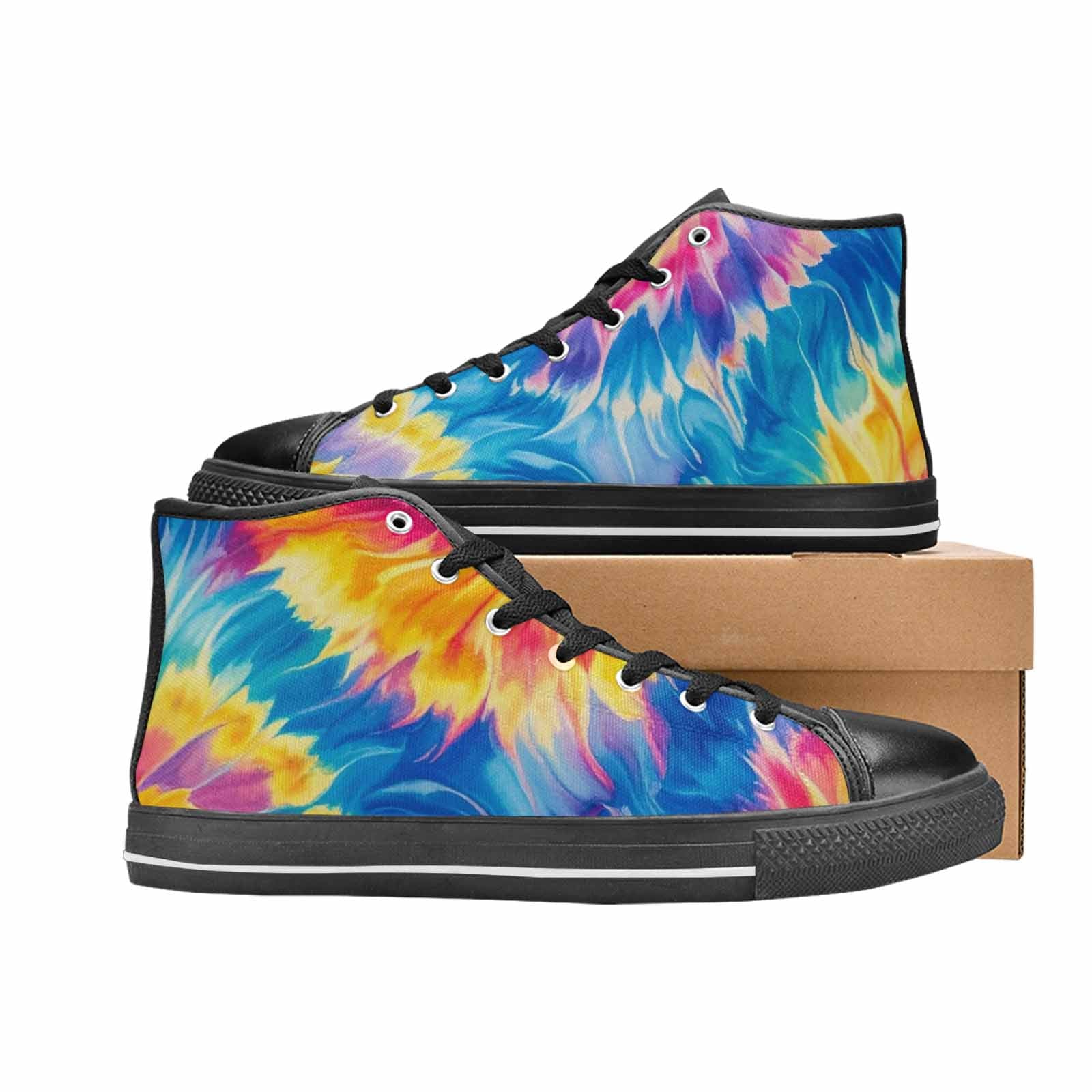 MEN'S Tie Dye Swirl High Top Canvas Grunge Custom Shoes