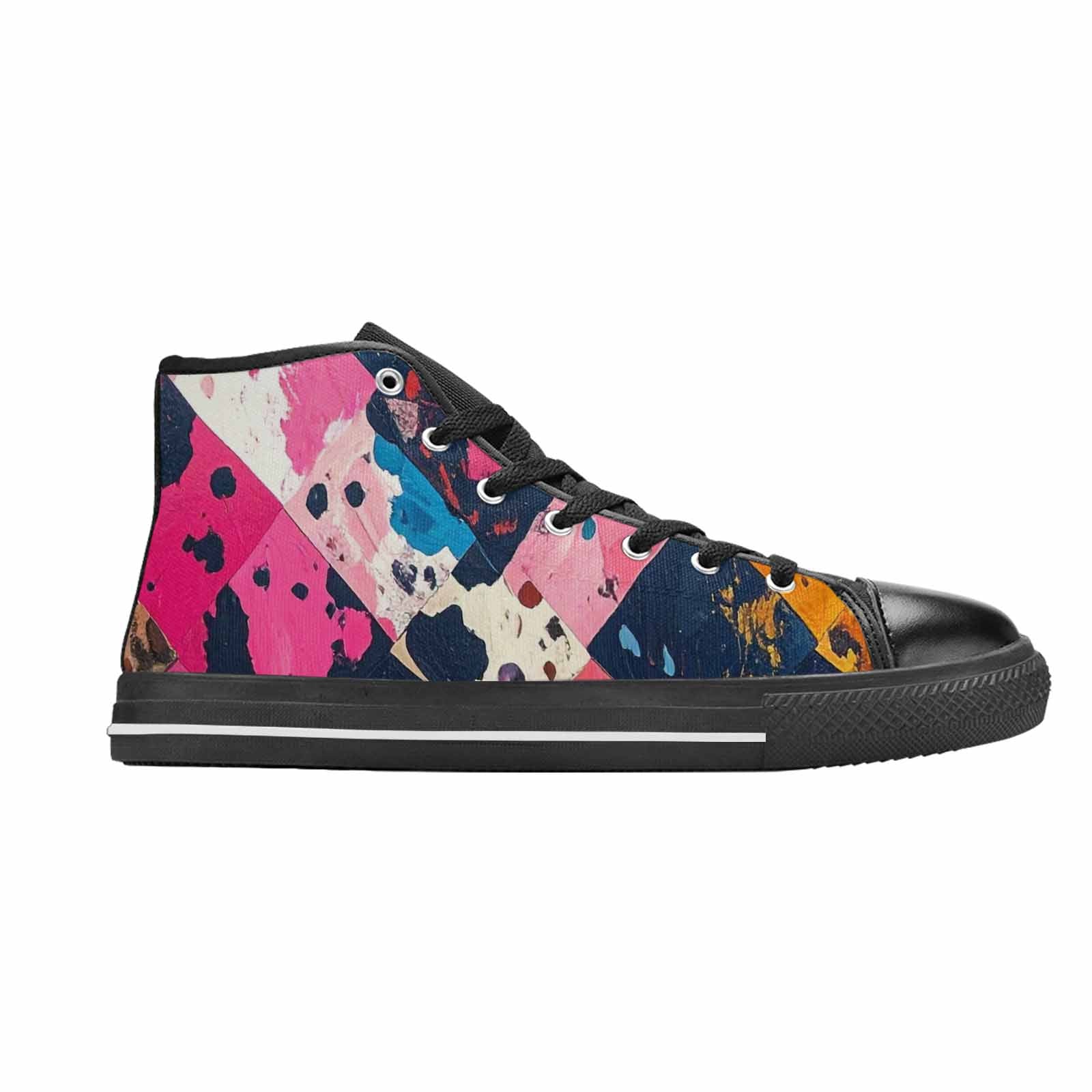 WOMEN'S Cow Animal Print High Top Canvas Surreal Shoes