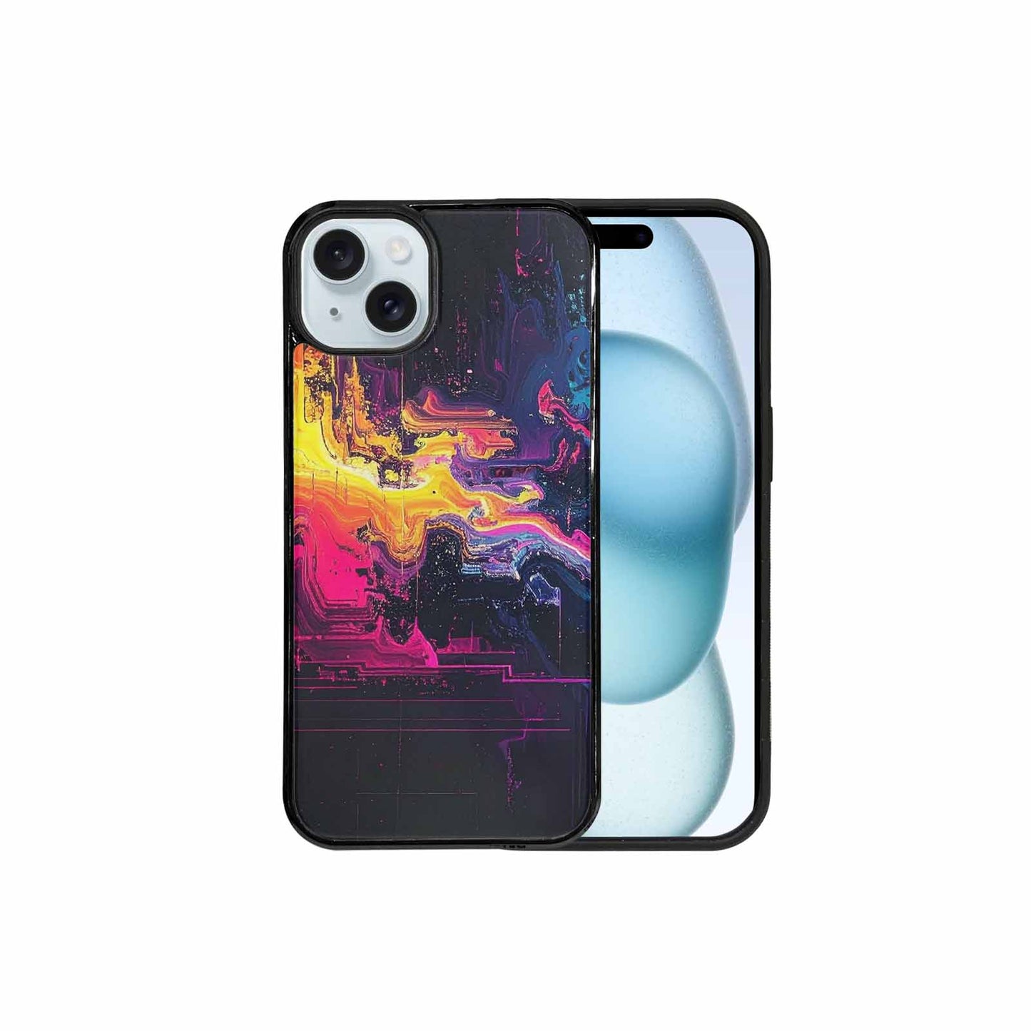 iPhone 15 Plus Case — Glitch Dark Art Seamless Pattern Vibrant, Custom Phone Case
