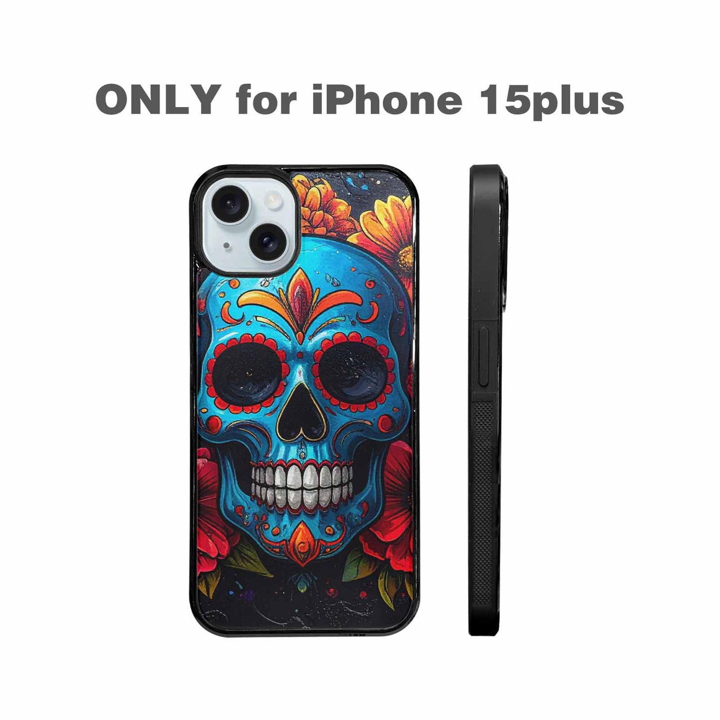 iPhone 15 Plus Case — Graffiti Skull Art Seamless Pattern Vibrant, Customized Protective Case