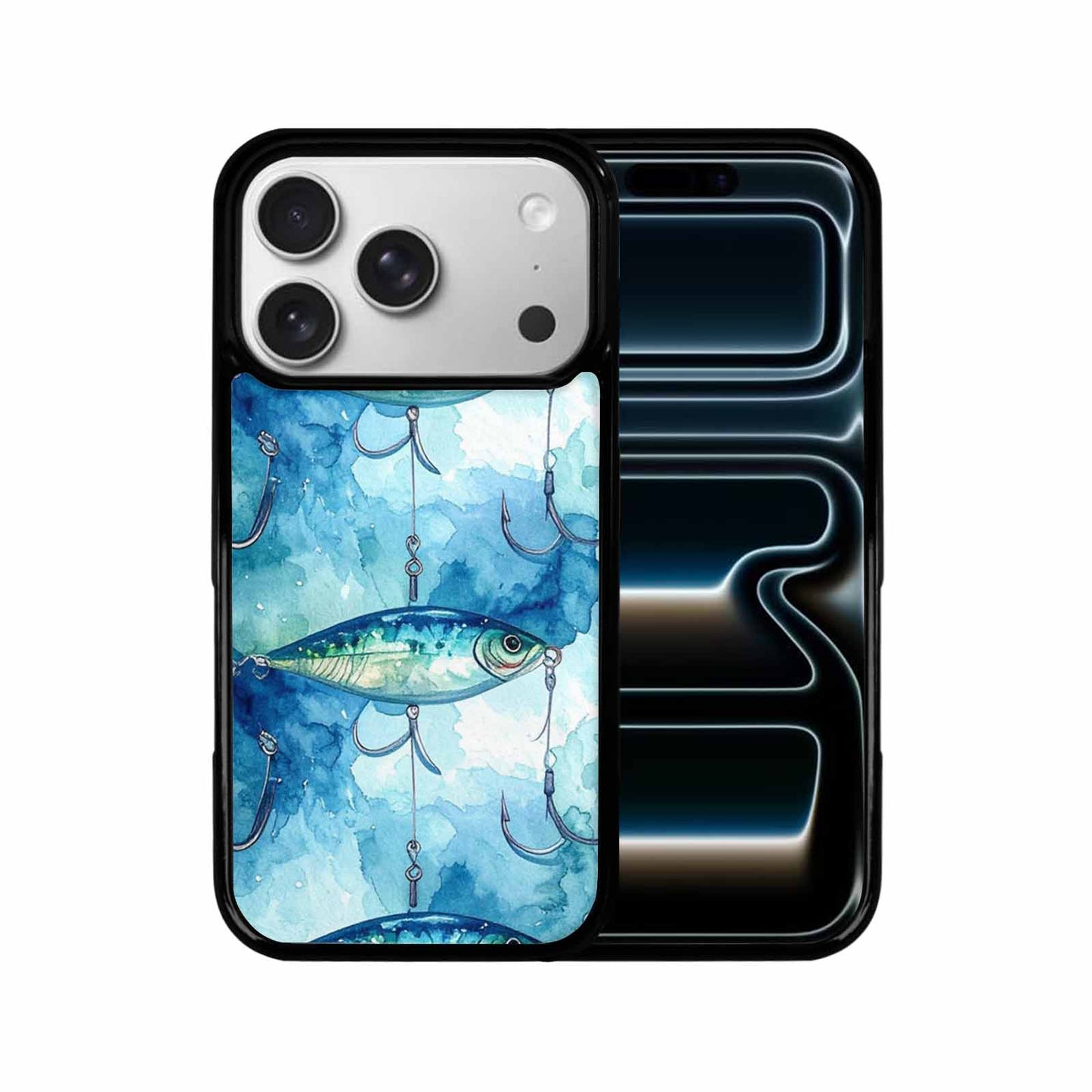 iPhone 17 Pro Case — Fishing Lure And Hook Pattern Watercolor, Unique Phone Case Design