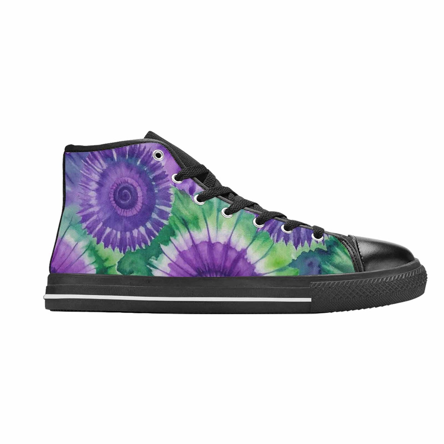 WOMEN'S Tie Dye - High Top Canvas Vibrant Chaos Custom Sneakers