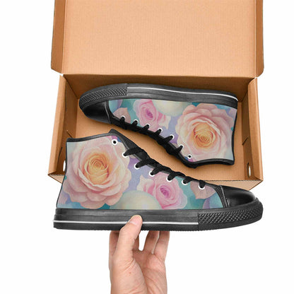 MEN'S Skulls Roses Candy Airbrush High Top Canvas Cottagecore Custom Shoes