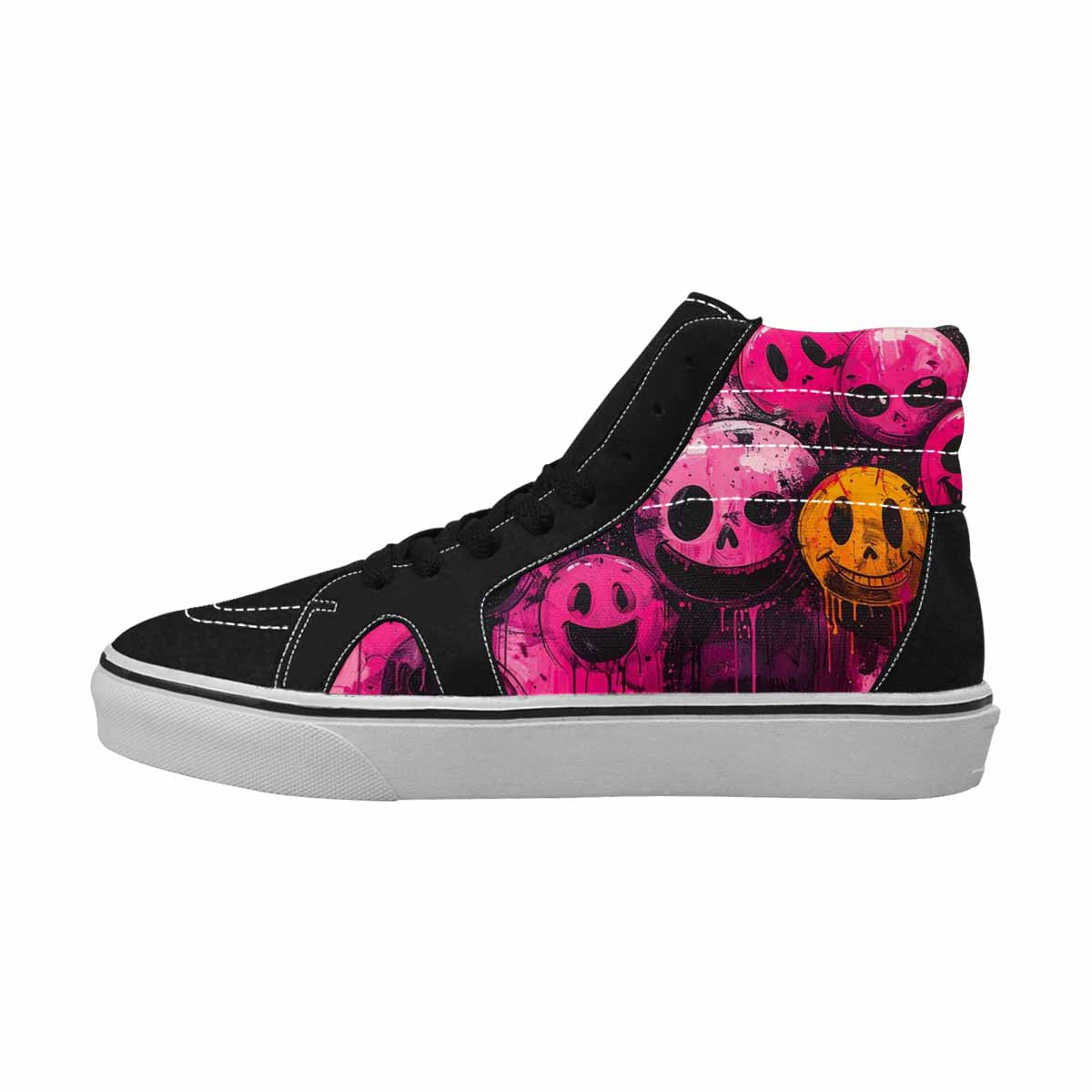 MEN'S Melting Moon Smiley High Top Canvas Kaleidoscope Sneakers
