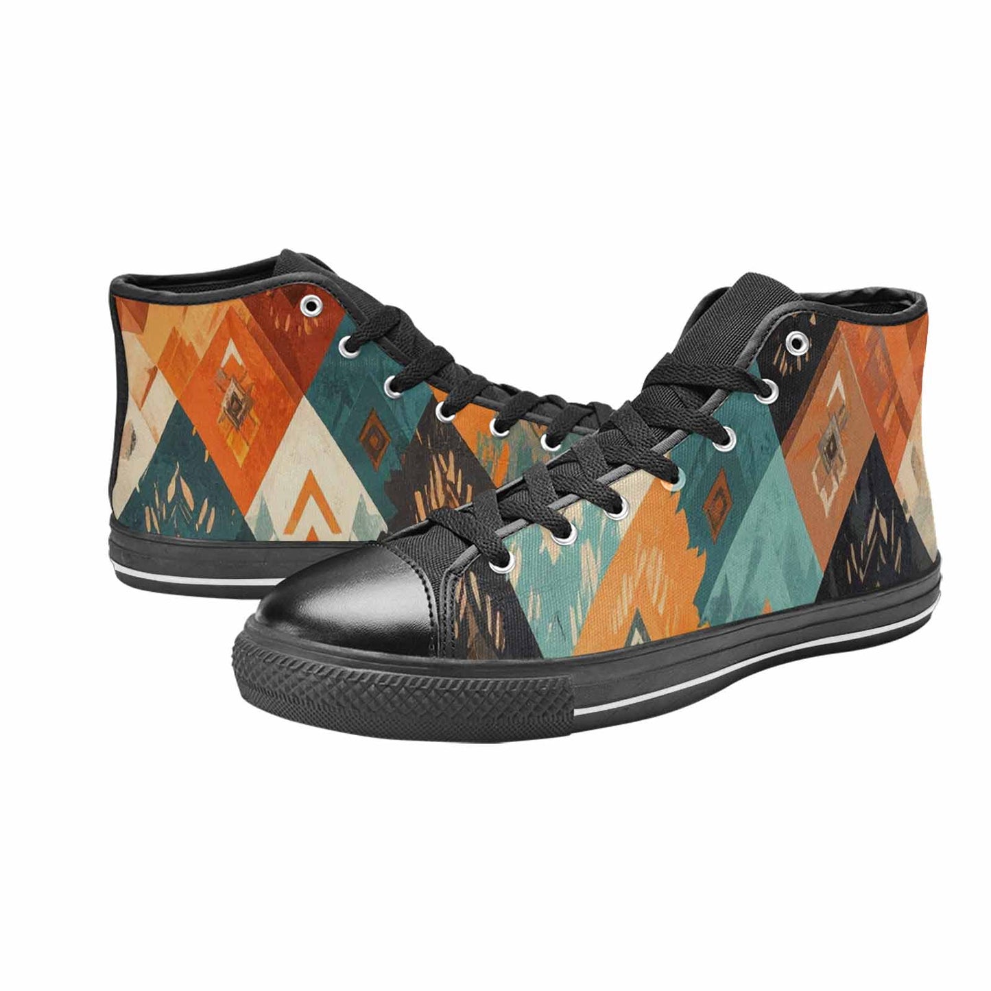 WOMEN'S Southwestern Geometric Diamond High Top Canvas Grunge Shoes