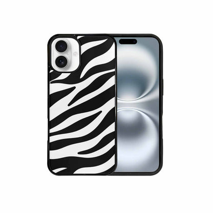 iPhone 16 Plus Case — Zebra Print Black White Custom, Original Design Phone Case