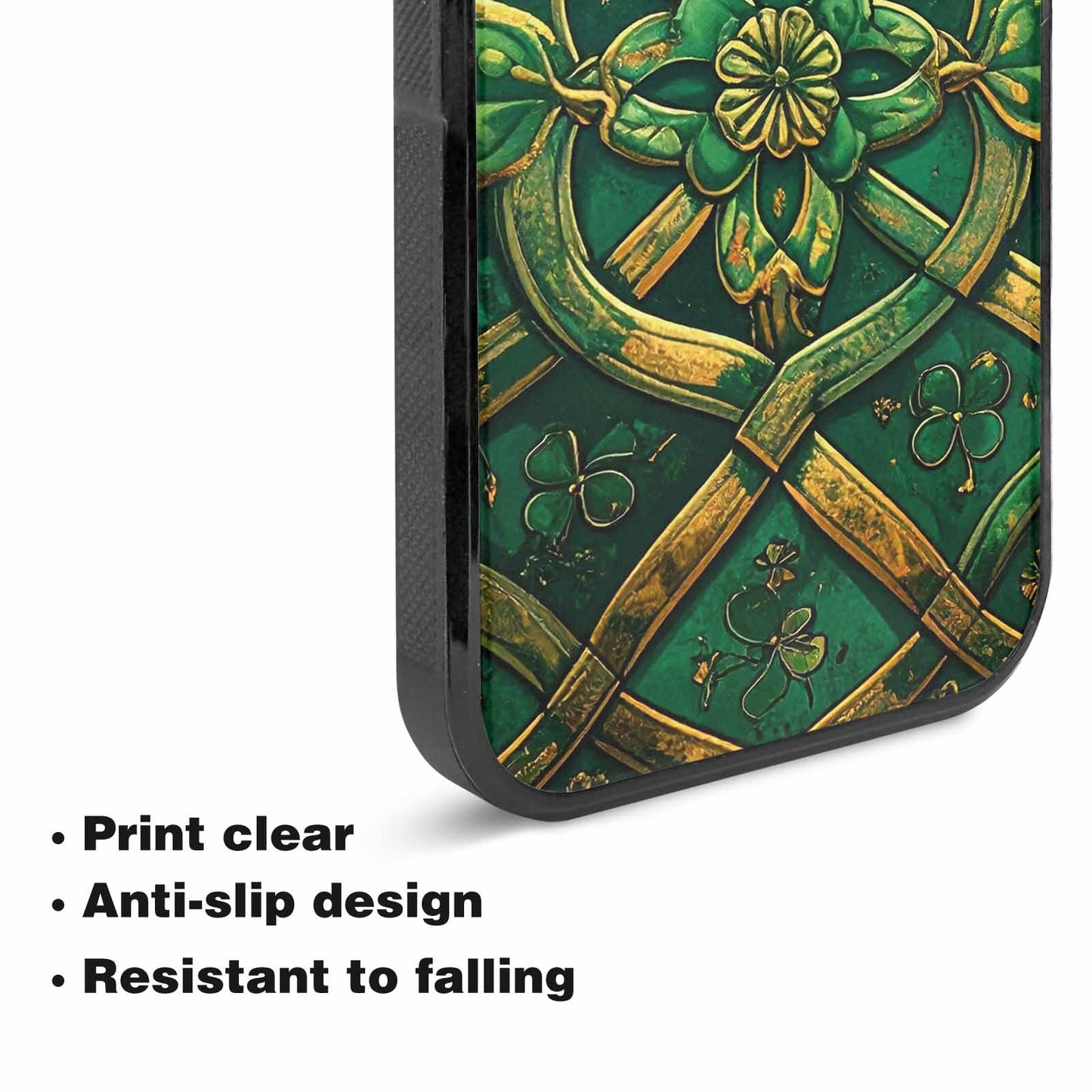 iPhone 15 Case — Irish Celtic Knot Pattern Shamrocks Seamless, Custom Phone Case