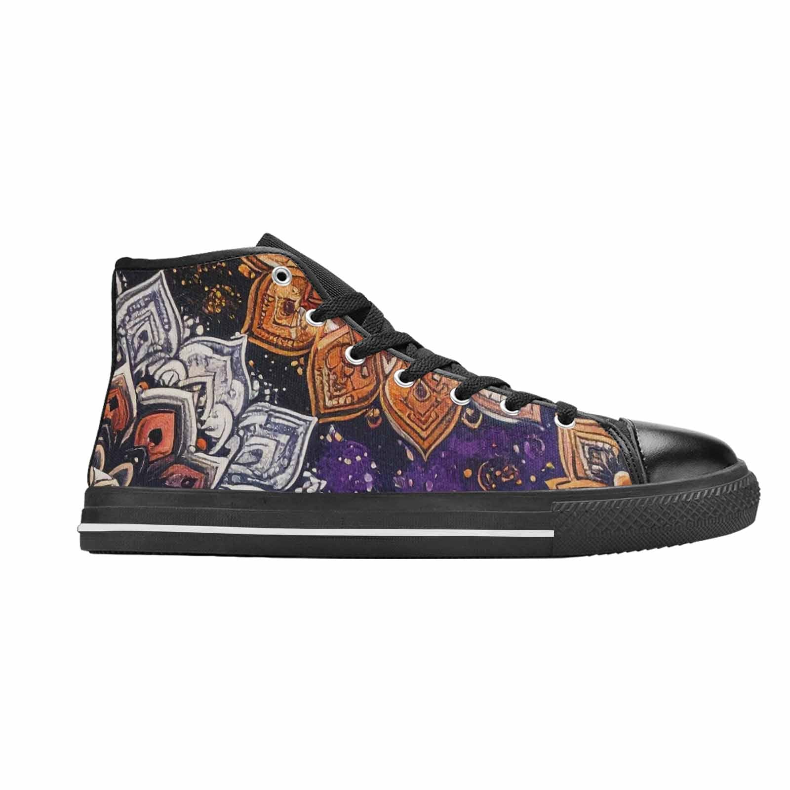 WOMEN'S Mandala High Top Canvas Neon Fantasy Custom Shoes