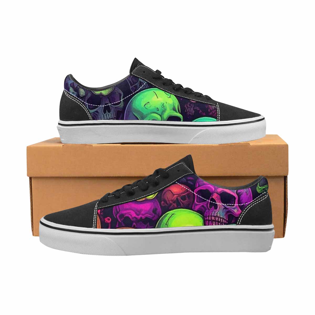 WOMEN'S Skulls - Neon Canvas Lace-Up Vibrant Chaos Shoes