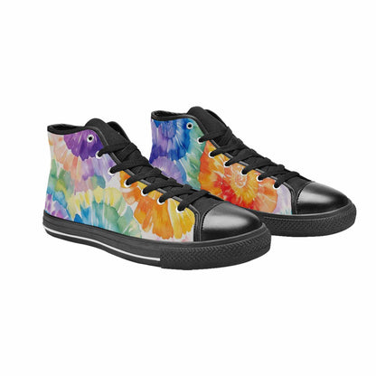 MEN'S Tie Dye Swirl High Top Canvas Wallpaper Art Custom Shoes
