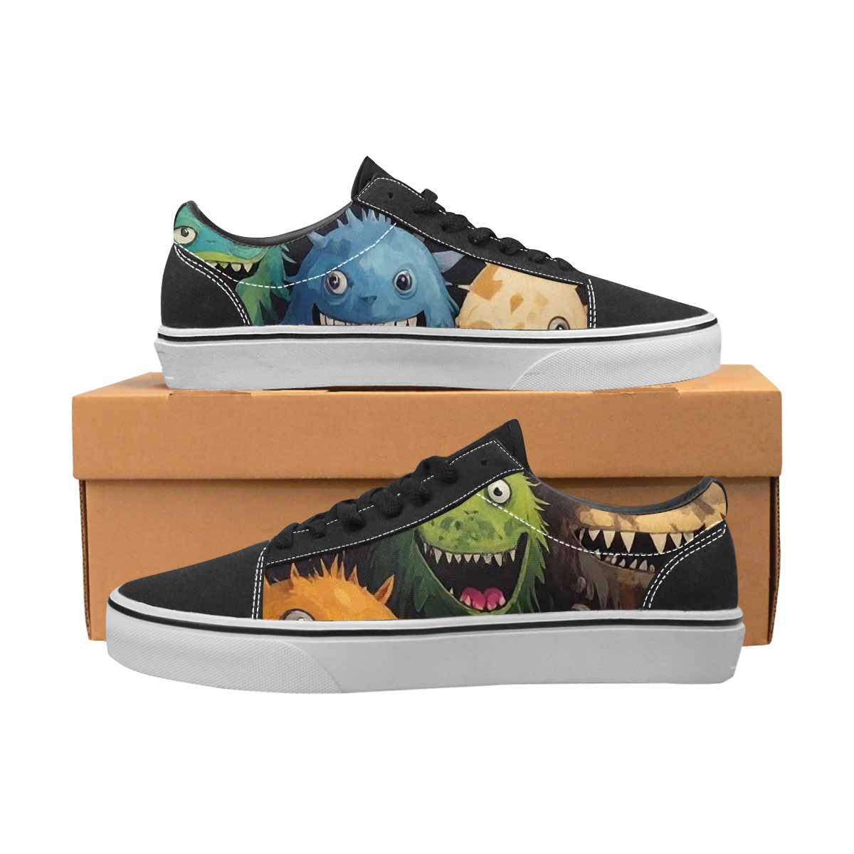 WOMEN'S Monsters  Camo Monsters Lace-Up Canvas Dreamcore Custom Shoes