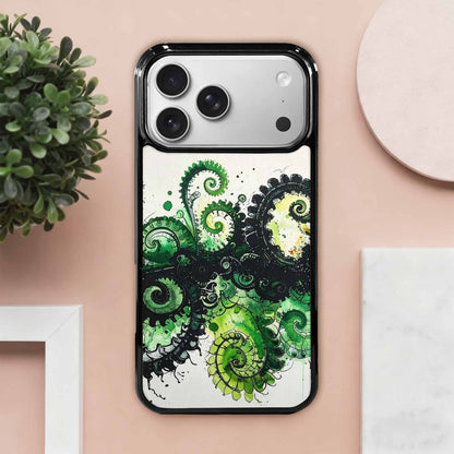 iPhone 17 Pro Max Case — Black &amp; Green Ink Tie Dye, Custom Designed Case Cover