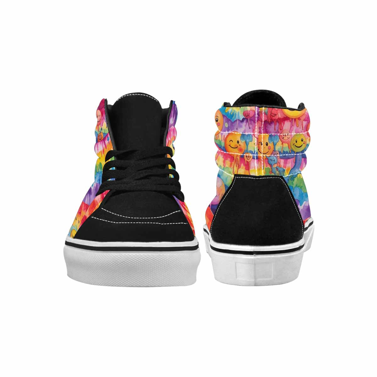 MEN'S Smiley Facessmiley Faces  High Top Canvas Melting Art Sneakers