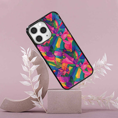iPhone 15 Pro Max Case — Polysexual Flag Color Theme Small Rainbow, Personalized Phone Case