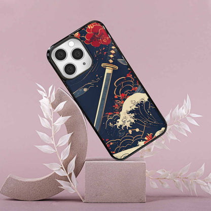 iPhone 15 Pro Max Case — Samurai Art Repeat Pattern, Custom Designed Case Cover