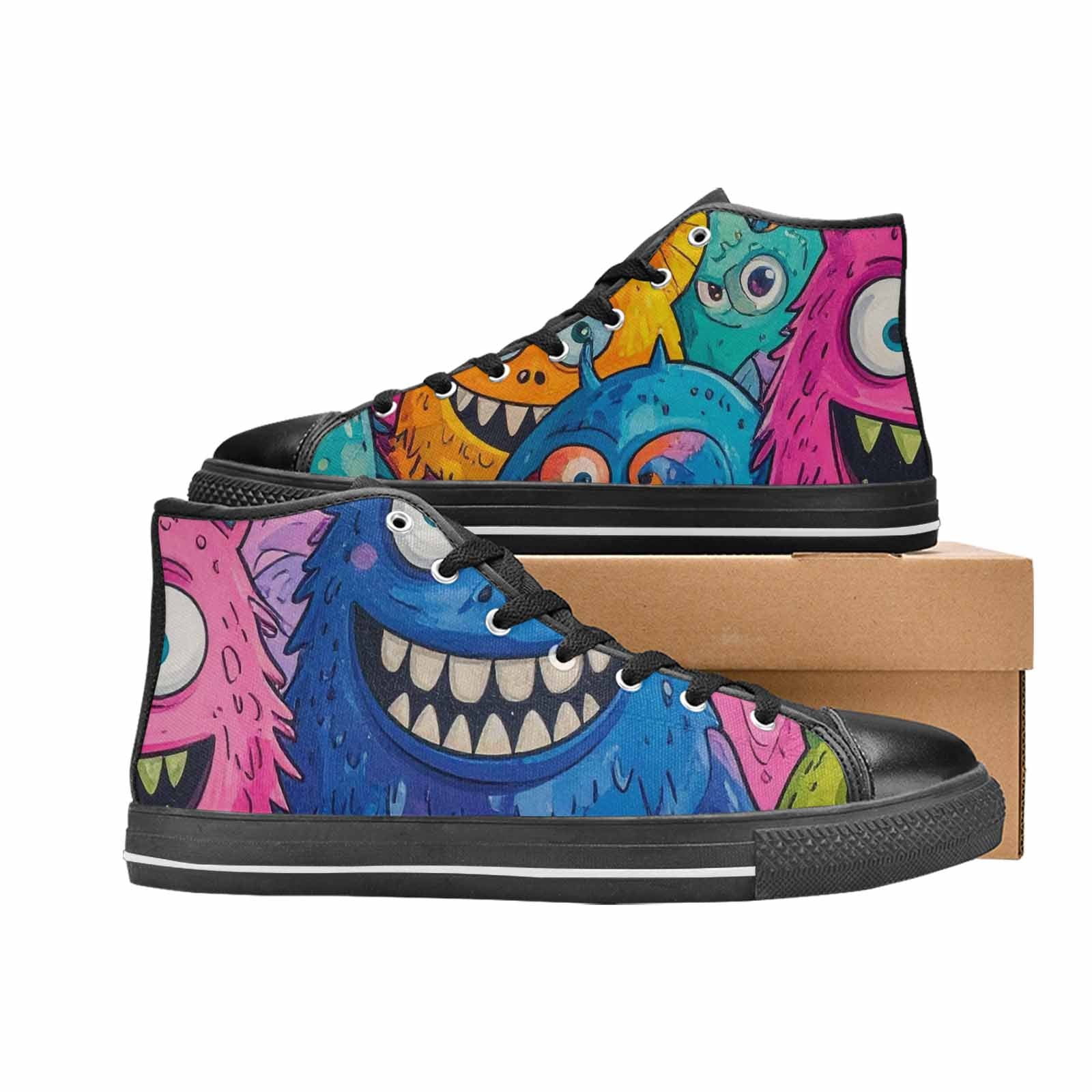 WOMEN'S Goofy Cartoon Monster High Top Canvas Aesthetic Custom Sneakers