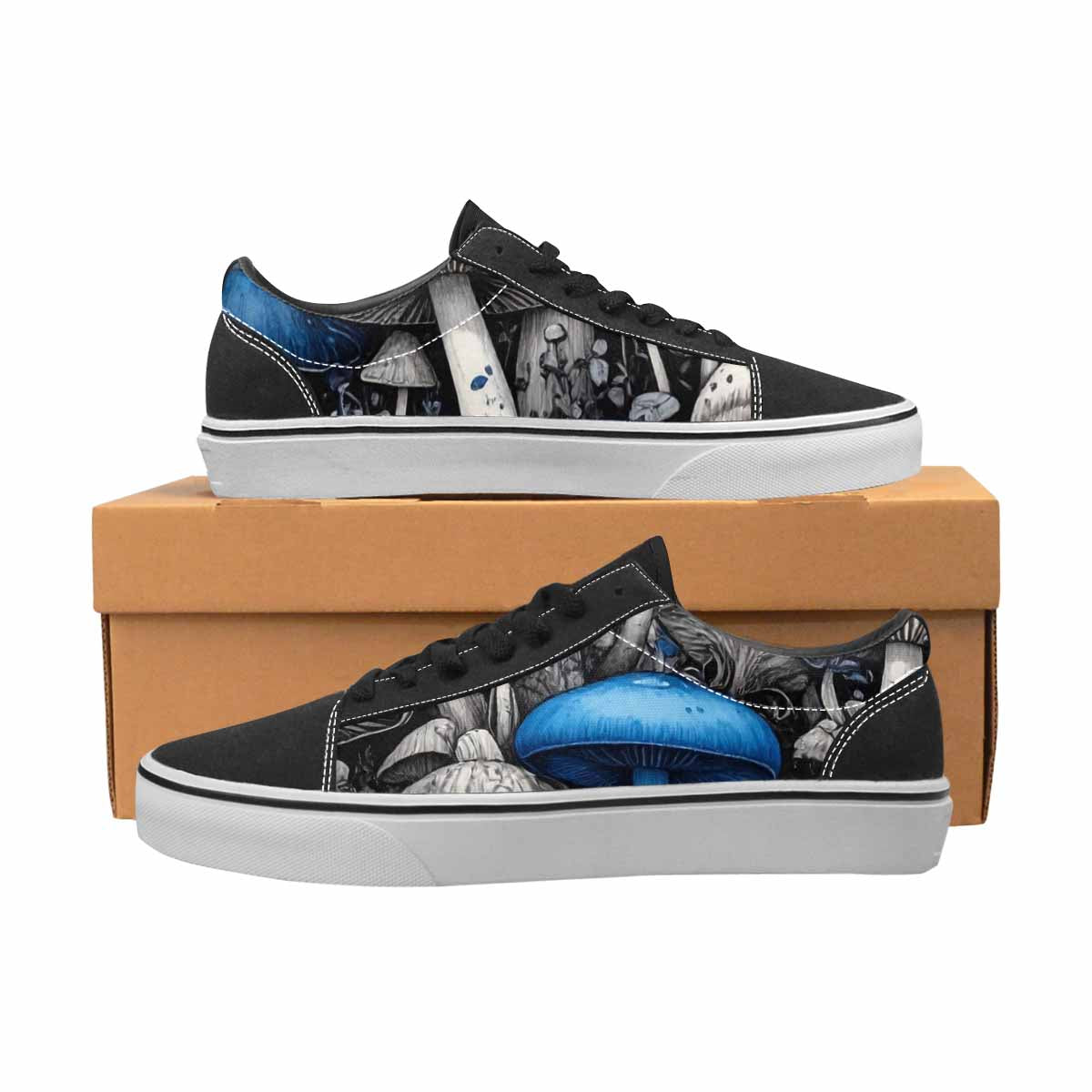 WOMEN'S Mushrooms (general) Lace-Up Canvas Dark Academia Custom Sneakers