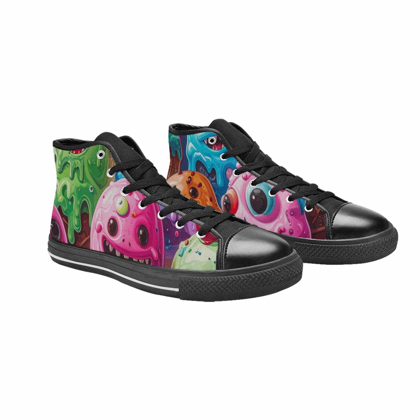 MEN'S Melting Icecream Monster Cherry High Top Canvas Surreal Custom Sneakers
