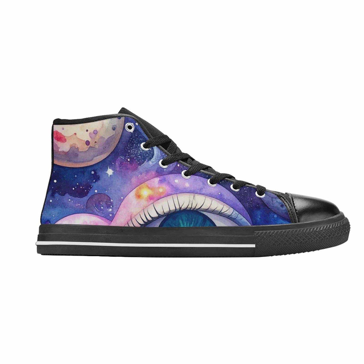 WOMEN'S Cartoon Eyeballs Galaxy High Top Canvas Vivid Custom Sneakers