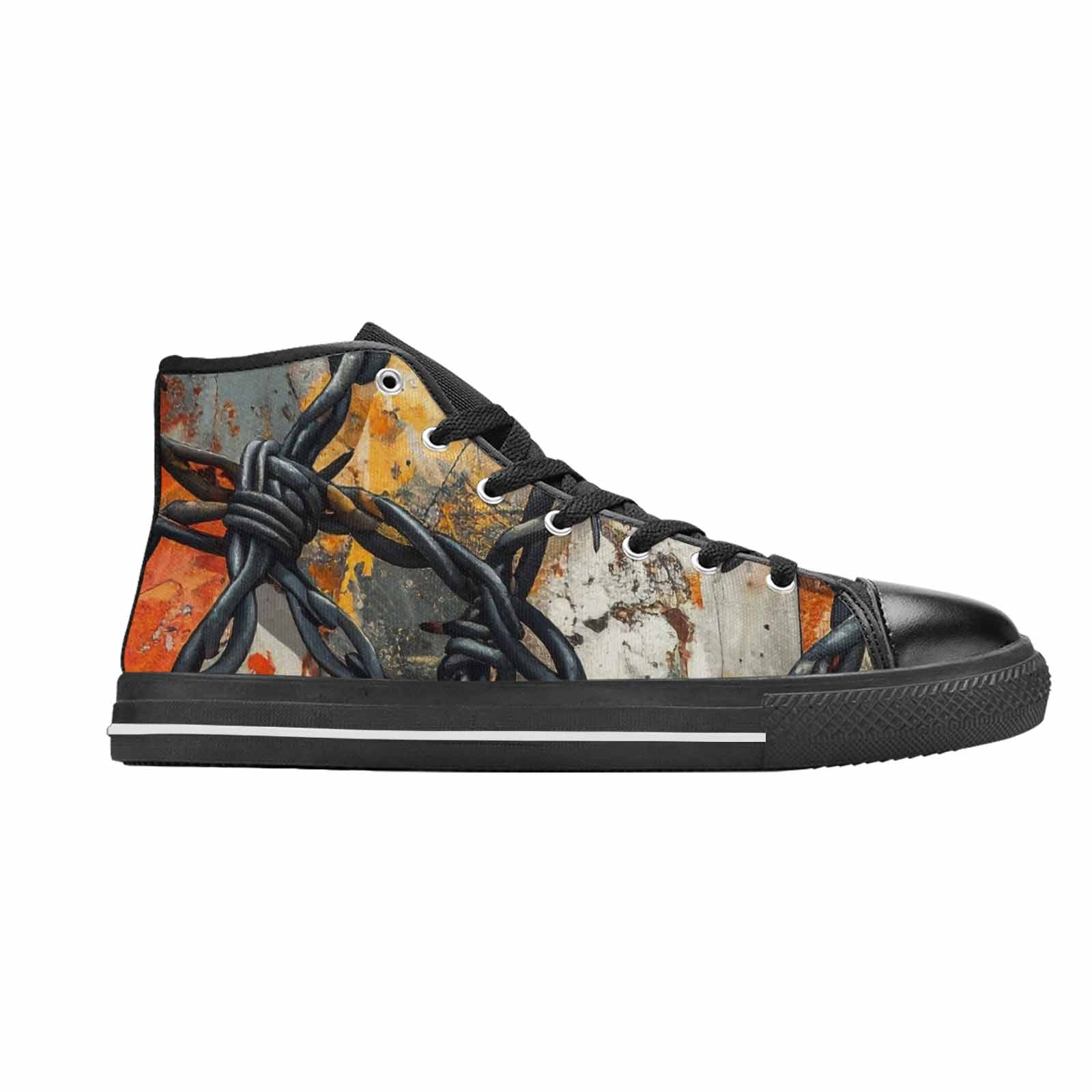 WOMEN'S Barbed Wire Chain High Top Canvas Grunge Sneakers