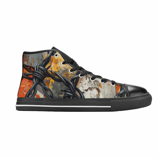 WOMEN'S Barbed Wire Chain High Top Canvas Grunge Sneakers