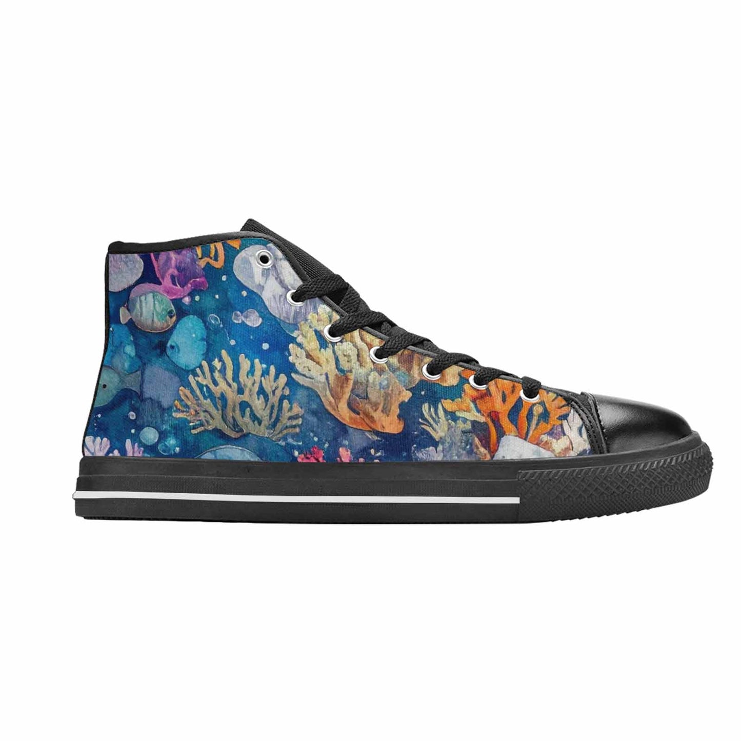 MEN'S Fish Scale Coral High Top Canvas Dark Academia Sneakers