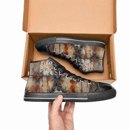 MEN'S Barbed Wire Chain High Top Canvas Grunge Sneakers