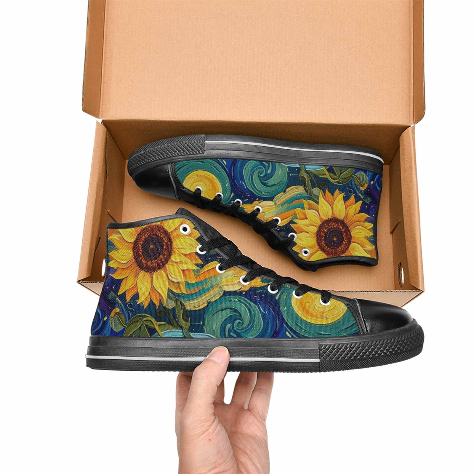 MEN'S Blend All Versions High Top Canvas Wallpaper Art Custom Sneakers