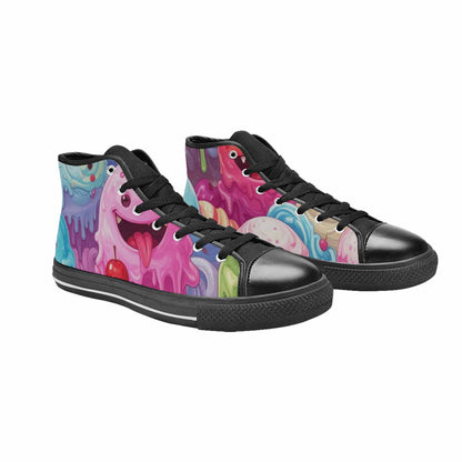 WOMEN'S Melting Icecream Monster Cherry High Top Canvas Dreamcore Custom Sneakers