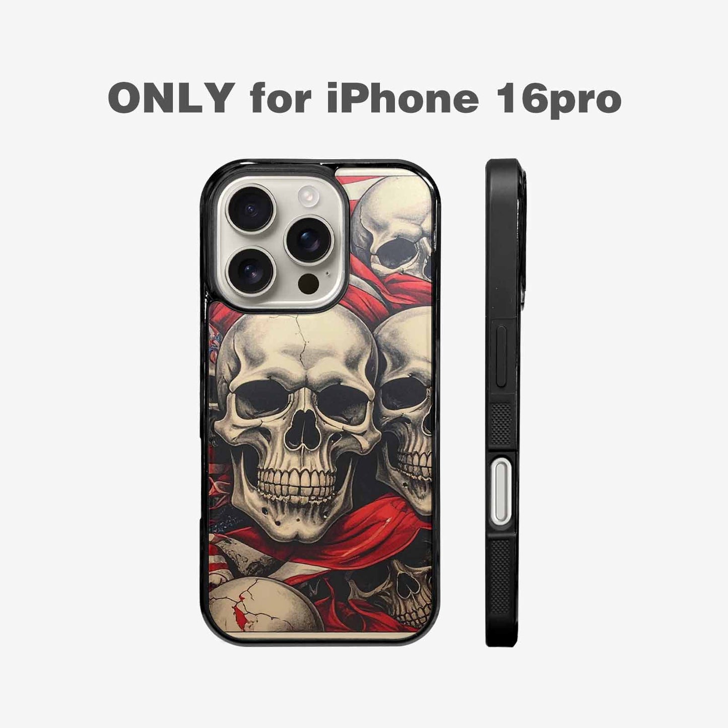 iPhone 16 Pro Case — Skull Dark Art Gothic Print, Custom Art Phone Cover