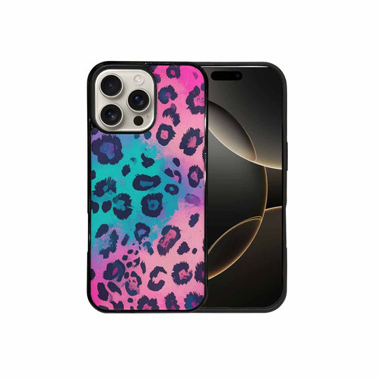 iPhone 16 Pro Max Case — Leopard Neon Pink Teal Airbrush, Customized Protective Case