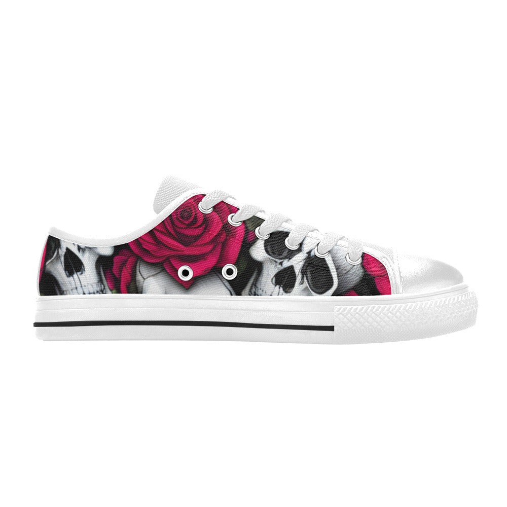 WOMEN'S Cc Skulls Roses 1 Canvas Cottagecore Custom Shoes